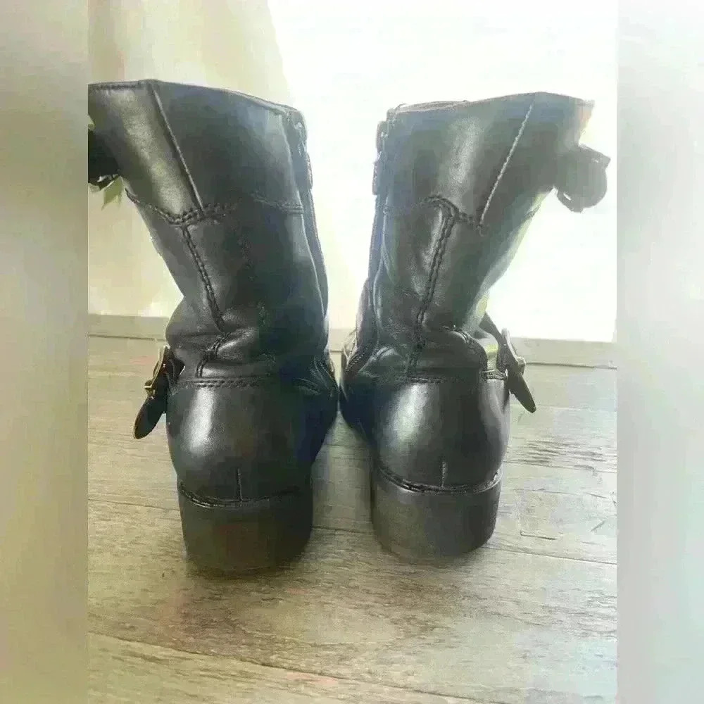 Harley Davidson Double Buckle Size Zip Y2K Black Motorcycle Boots Women's 7 - Picture 4 of 12